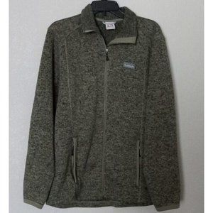 AVALANCHE Sweater Jacket Warm Heavy Green Tweed Zip Cardigan w/Pockets Men's L